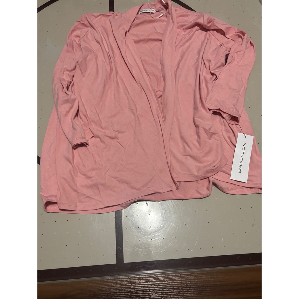 Notations Pink Open Front Cardigan Draped Shawl Collar Knit Top MKPR0090 BRIRO S